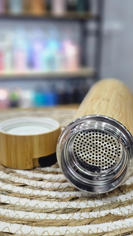 فلاسک وارداتی بدنه بامبو داخل استیل فیلتر دار