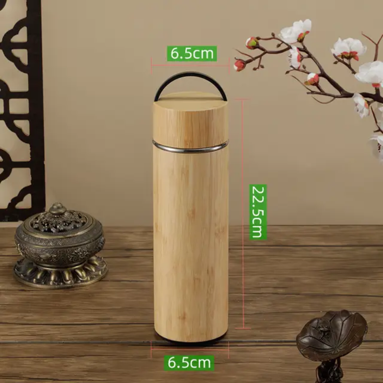 فلاسک وارداتی بدنه بامبو داخل استیل فیلتر دار