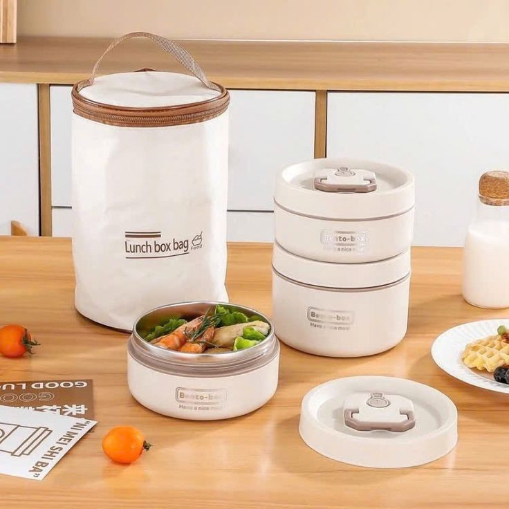 لانچ باکس و ظرف غذا سه عددی وارداتی کیف دار BENTO BOX بدون نشتی