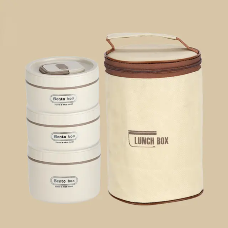لانچ باکس و ظرف غذا سه عددی وارداتی کیف دار BENTO BOX بدون نشتی