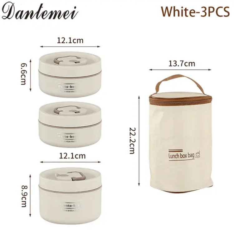 لانچ باکس و ظرف غذا سه عددی وارداتی کیف دار BENTO BOX بدون نشتی
