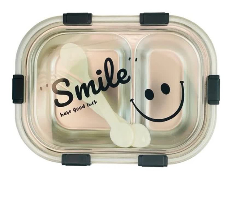 ظرف غذای فانتزی داخل استیل طرح SMILE