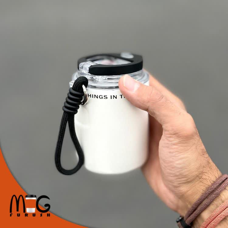 مینی تراول ماگ درب شفاف HSCUP سفید