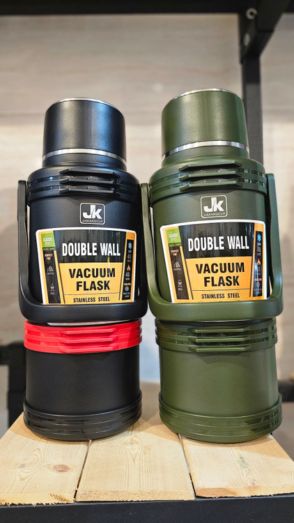 فلاسک استیل وکیوم 2.5 لیتری jk اصل برای سفر و طبیعتگردی مشکی