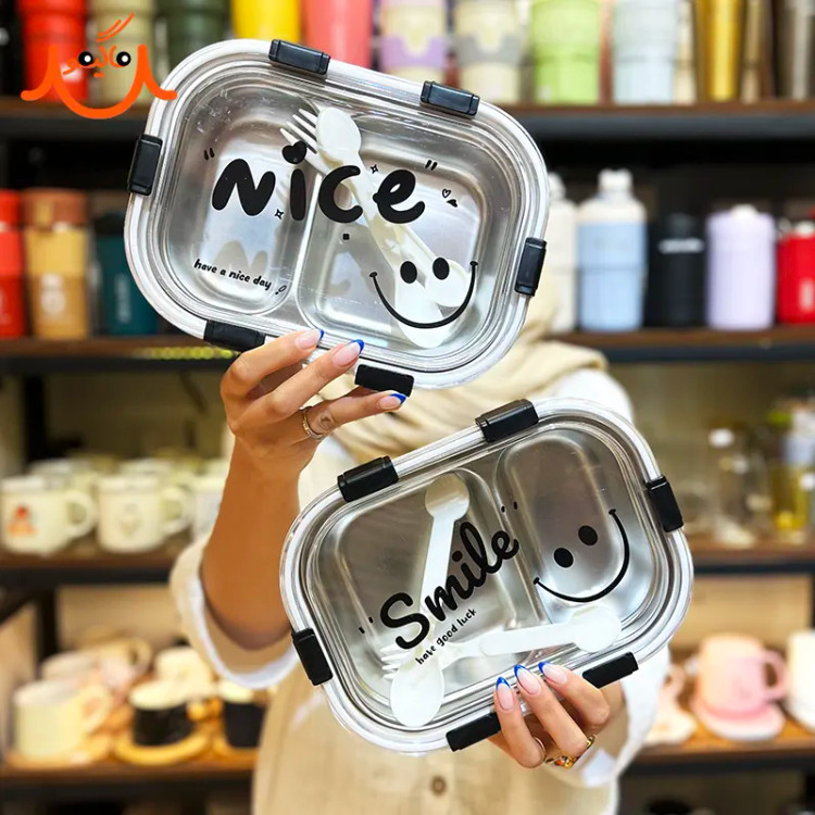 ظرف غذای فانتزی داخل استیل طرح SMILE