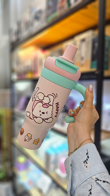 تراول ماگ تامبلر فانتزی استیل HAPPY DRINK
