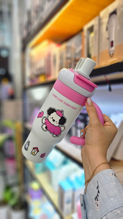 تراول ماگ تامبلر فانتزی استیل HAPPY DRINK