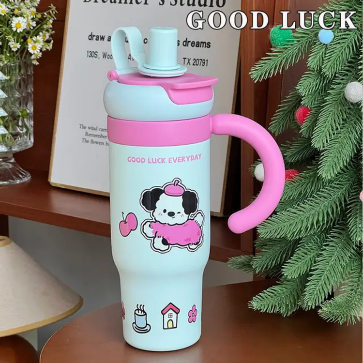 تراول ماگ تامبلر فانتزی استیل HAPPY DRINK