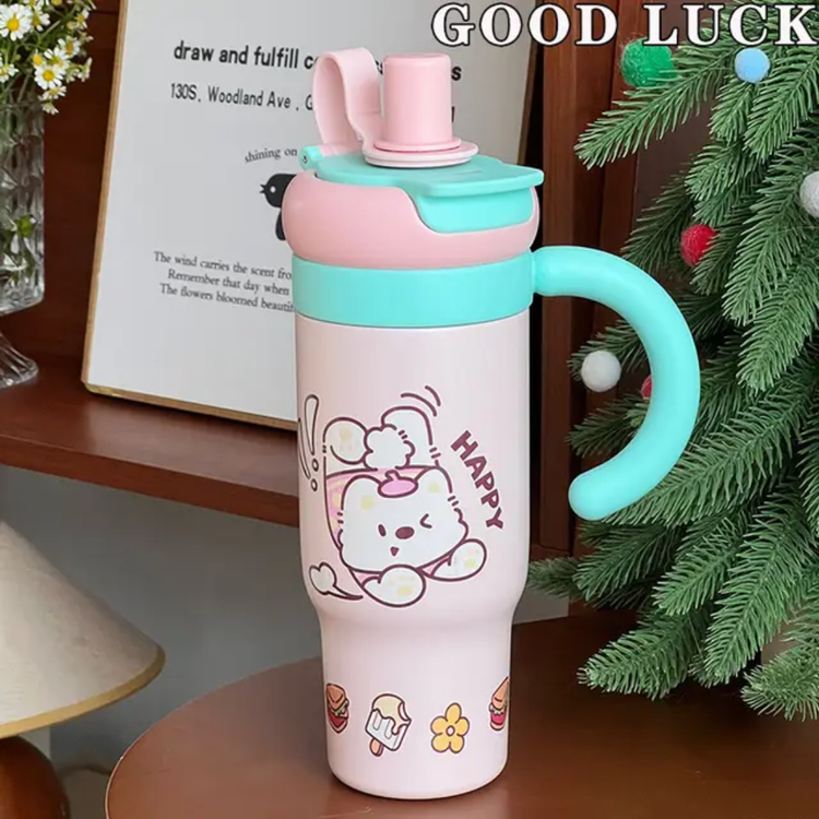 تراول ماگ تامبلر فانتزی استیل HAPPY DRINK