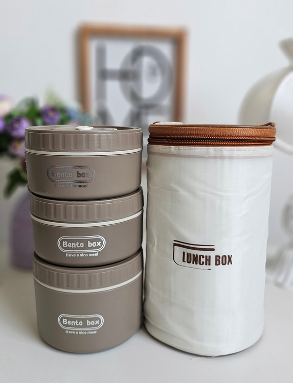 لانچ باکس سه تایی کیف دار بدون نشتی BENTO BOX