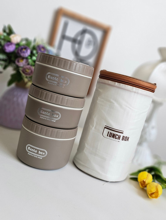 لانچ باکس سه تایی کیف دار بدون نشتی BENTO BOX