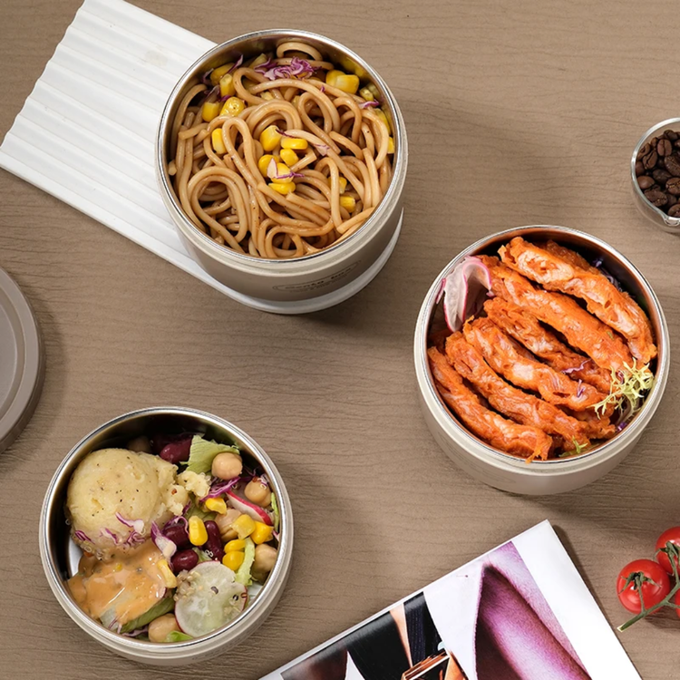لانچ باکس سه تایی کیف دار بدون نشتی BENTO BOX